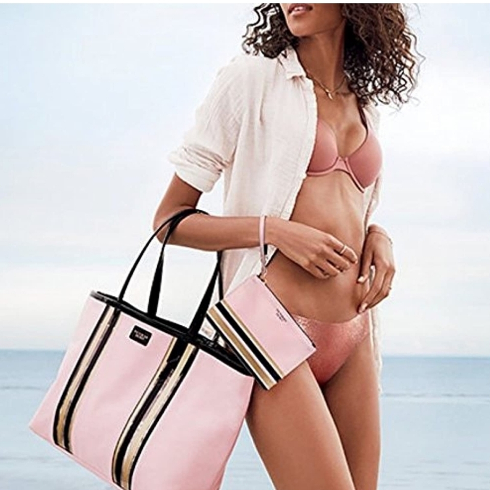 NWT Victoria's Secret Canvas Tote and Mini Bag